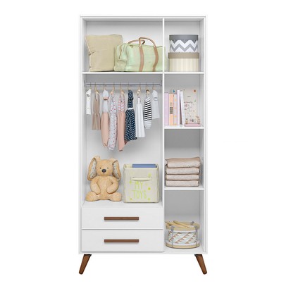 Guarda-Roupa de Bebê Encanto 3 Portas 2 Gavetas Branco Acetinado - Qmovi