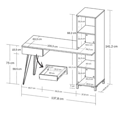Escitório Completo Fusion Terraza/Carvalho - Artany Móveis