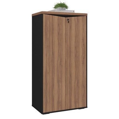 Armário para Escritório 2 Portas Nogal/Preto - Artany Móveis