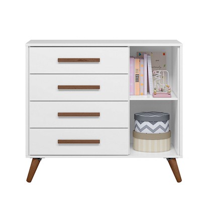 Cômoda Encanto 1 Porta 4 Gavetas Branco Acetinado - Qmovi