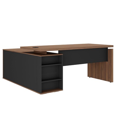 Mesa para Escritório Gerencia 1 Porta Nogal/Preto - Artany Móveis