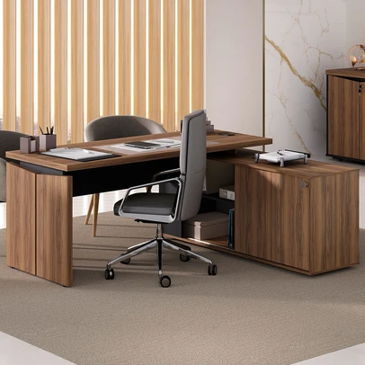 Mesa para Escritório Gerencia 1 Porta Nogal/Preto - Artany Móveis