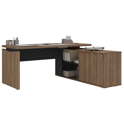 Mesa para Escritório Gerencia 1 Porta Nogal/Preto - Artany Móveis