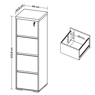 Gaveteiro Arquivo 4 Gavetas Freijó/Branco - Artany Móveis
