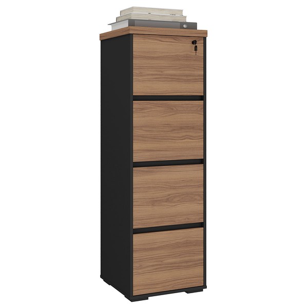 Gaveteiro Arquivo 4 Gavetas Nogal/Preto - Artany Móveis