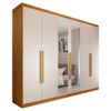 Guarda-Roupa Casal  Madalena 6 Portas 4 Gavetas 100% Mdf com Espelho Peroba/Off White - Panorama Móveis