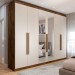 Guarda-Roupa Casal Madalena 6 Portas 4 Gavetas 100% Mdf com Espelho Brauna/Off White - Panorama Móveis