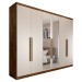 Guarda-Roupa Casal Madalena 6 Portas 4 Gavetas 100% Mdf com Espelho Brauna/Off White - Panorama Móveis