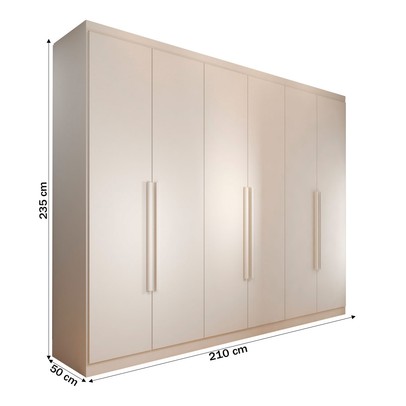 Guarda-Roupa Casal Madalena 6 Portas 4 Gavetas 100% Mdf Off White - Panorama Móveis