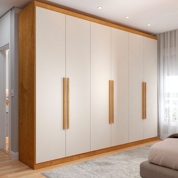 Guarda-Roupa Casal Madalena 6 Portas 4 Gavetas 100% Mdf Peroba/Off White - Panorama Móveis