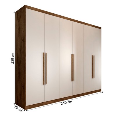 Guarda-Roupa Casal Madalena 6 Portas 4 Gavetas 100% Mdf Brauna/Off White - Panorama Móveis