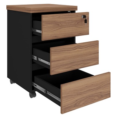 Gaveteiro 3 Gavetas Nogal/Preto - Artany Móveis