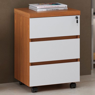 Gaveteiro 3 Gavetas Freijó/Branco - Artany Móveis