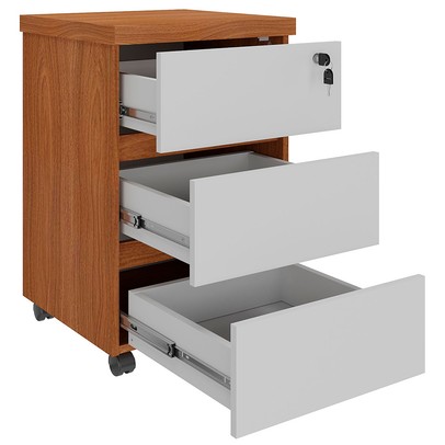 Gaveteiro 3 Gavetas Freijó/Branco - Artany Móveis