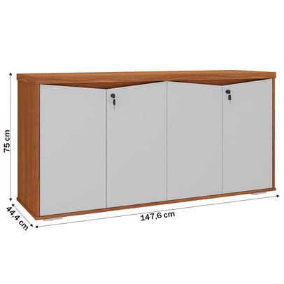 Armário para Escritório 4 Portas Freijó/Branco - Artany Móveis