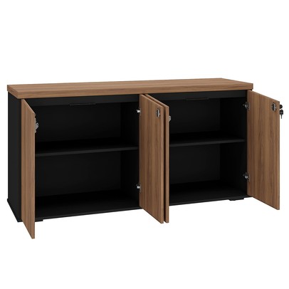 Armário para Escritório 4 Portas Nogal/Preto - Artany Móveis