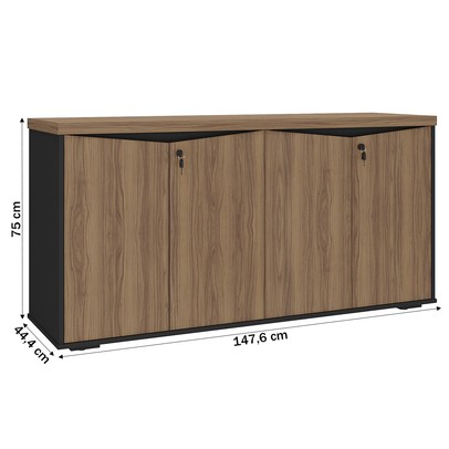 Armário para Escritório 4 Portas Nogal/Preto - Artany Móveis