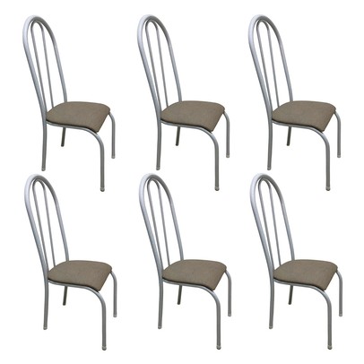 Kit 6 Cadeiras para Cozinha Requinte Branco/Bege - Wj Design