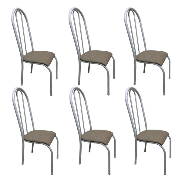 Kit 6 Cadeiras para Cozinha Requinte Branco/Bege - Wj Design