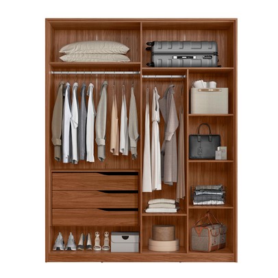 Guarda-Roupa Casal Attore 4 Portas 3 Gavetas Nogueira Touch - Demóbile