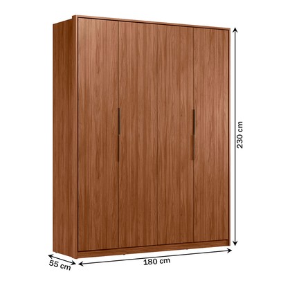 Guarda-Roupa Casal Attore 4 Portas 3 Gavetas Nogueira Touch - Demóbile
