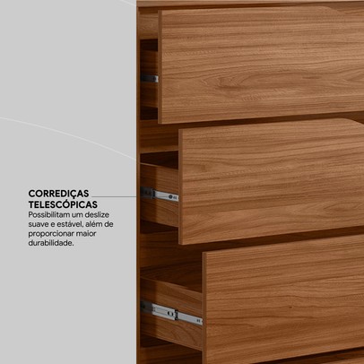 Guarda-Roupa Casal Attore 4 Portas 3 Gavetas Nogueira Touch - Demóbile