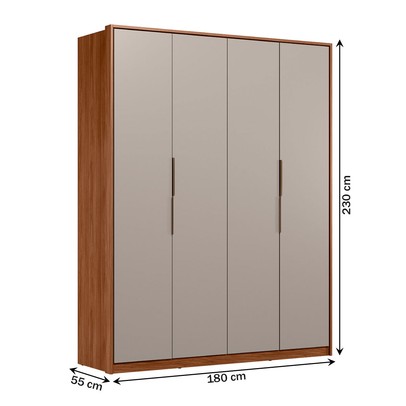 Guarda-Roupa Casal Attore 4 Portas 3 Gavetas Nogueira Touch/Nude Prime Tx - Demóbile