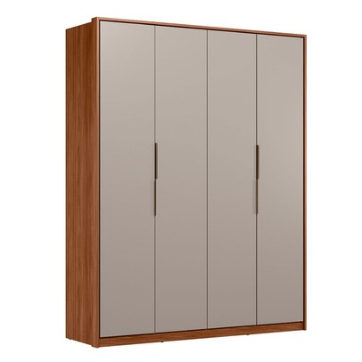 Guarda-Roupa Casal Attore 4 Portas 3 Gavetas Nogueira Touch/Nude Prime Tx - Demóbile