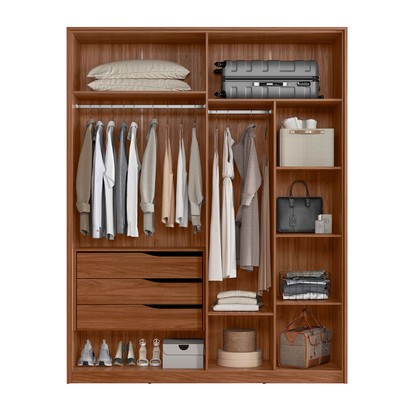 Guarda-Roupa Casal Attore 4 Portas 3 Gavetas Nogueira Touch/Nude Prime Tx - Demóbile