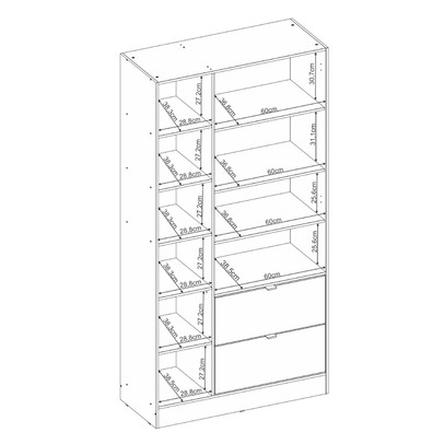 Armário Multiuso Joy 2 Portas 2 Gavetas com Espelho Amêndola Touch/Off White - Demóbile