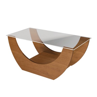 Mesa de Centro Onda com Tampo de Vidro Cinamomo - Pnr Móveis