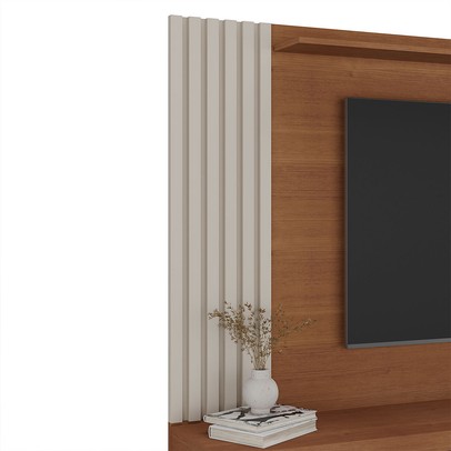 Painel para TV Até 75 Polegadas Luxo 3 Gavetas Cinamomo/Off White - Pnr Móveis