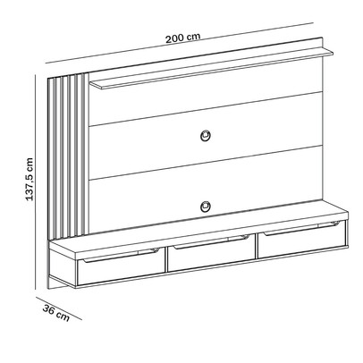 Painel para TV Até 75 Polegadas Luxo 3 Gavetas Cinamomo/Off White - Pnr Móveis