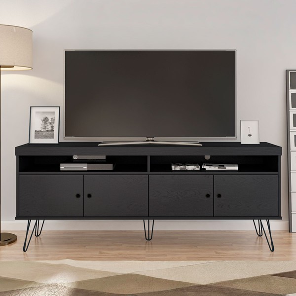 Rack para TV Até 60 Polegadas Liberty 4 Portas Preto - Pnr Móveis