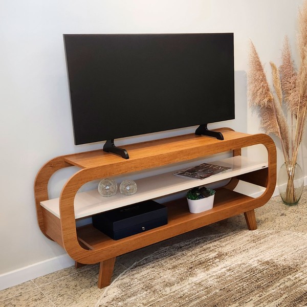 Rack para TV Até 60 Polegadas Luar Cinamomo/Off White - Pnr Móveis