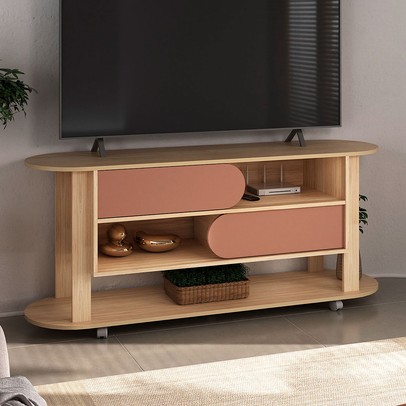 Rack para TV Até 65 Polegadas Ciclo 2 Portas Naturale/Terracota - Pnr Móveis