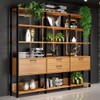 Estante para Livros Home Office 100% Mdf 2 Portas 2 Gavetas Freijó/Preto - Panorama Móveis