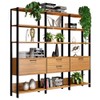 Estante para Livros Home Office 100% Mdf 2 Portas 2 Gavetas Freijó/Preto - Panorama Móveis