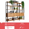 Estante para Livros Home Office 100% Mdf 2 Portas 2 Gavetas Freijó/Preto - Panorama Móveis