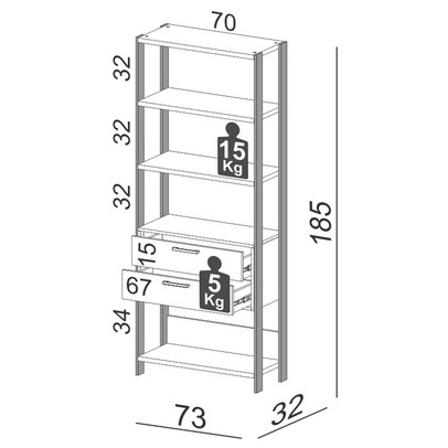 Estante para Livros Home Office 100% Mdf 2 Gavetas Freijó/Preto - Panorama Móveis