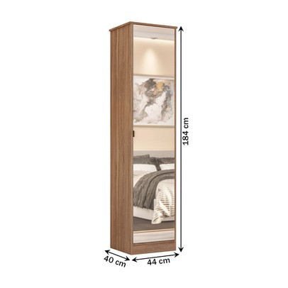 Armário Multiuso Reflex 1 Porta Espelhada Amêndola Touch - Demóbile