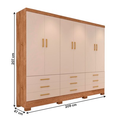 Guarda-Roupa Casal San Diego 6 Portas 9 Gavetas Canelato/Brilho - Panorama Móveis