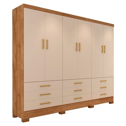 Guarda-Roupa Casal San Diego 6 Portas 9 Gavetas Canelato/Brilho - Panorama Móveis