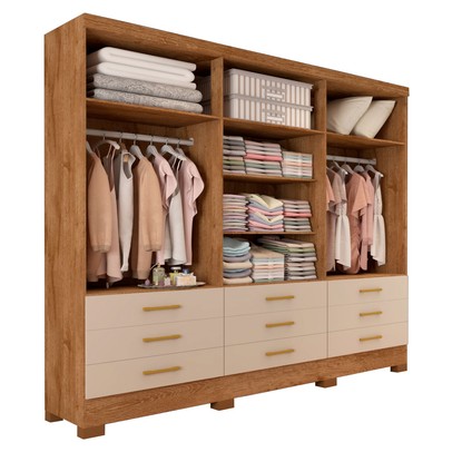 Guarda-Roupa Casal San Diego 6 Portas 9 Gavetas Canelato/Brilho - Panorama Móveis