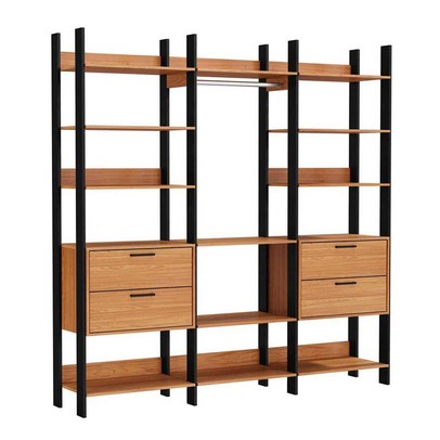 Closet Marselha 100% Mdf 4 Gavetas 12 Prateleiras Freijó/Preto - Panorama Móveis