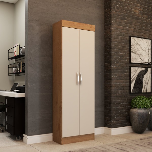 Armário Multiuso Clean 2 Portas Natura/Off White - Panorama Móveis
