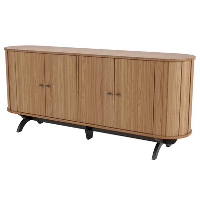 Balcão Buffet Premium 100% Mdf 4 Portas 1 Prateleira Freijó/Preto - Panorama Móveis