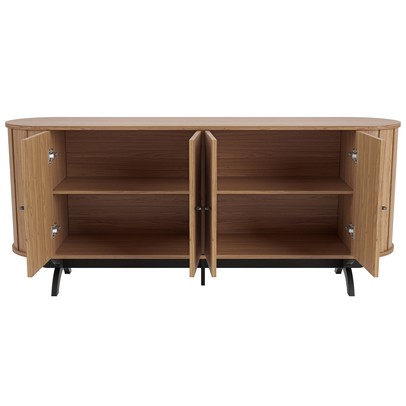 Balcão Buffet Premium 100% Mdf 4 Portas 1 Prateleira Freijó/Preto - Panorama Móveis