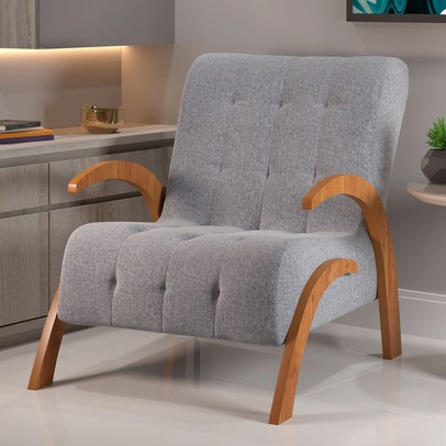 Poltrona Cecilia Mel/Linho Inox - Vian