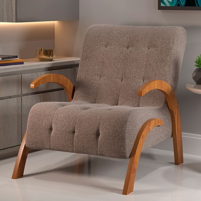 Poltrona Cecilia Mel/Linho Kaki - Vian